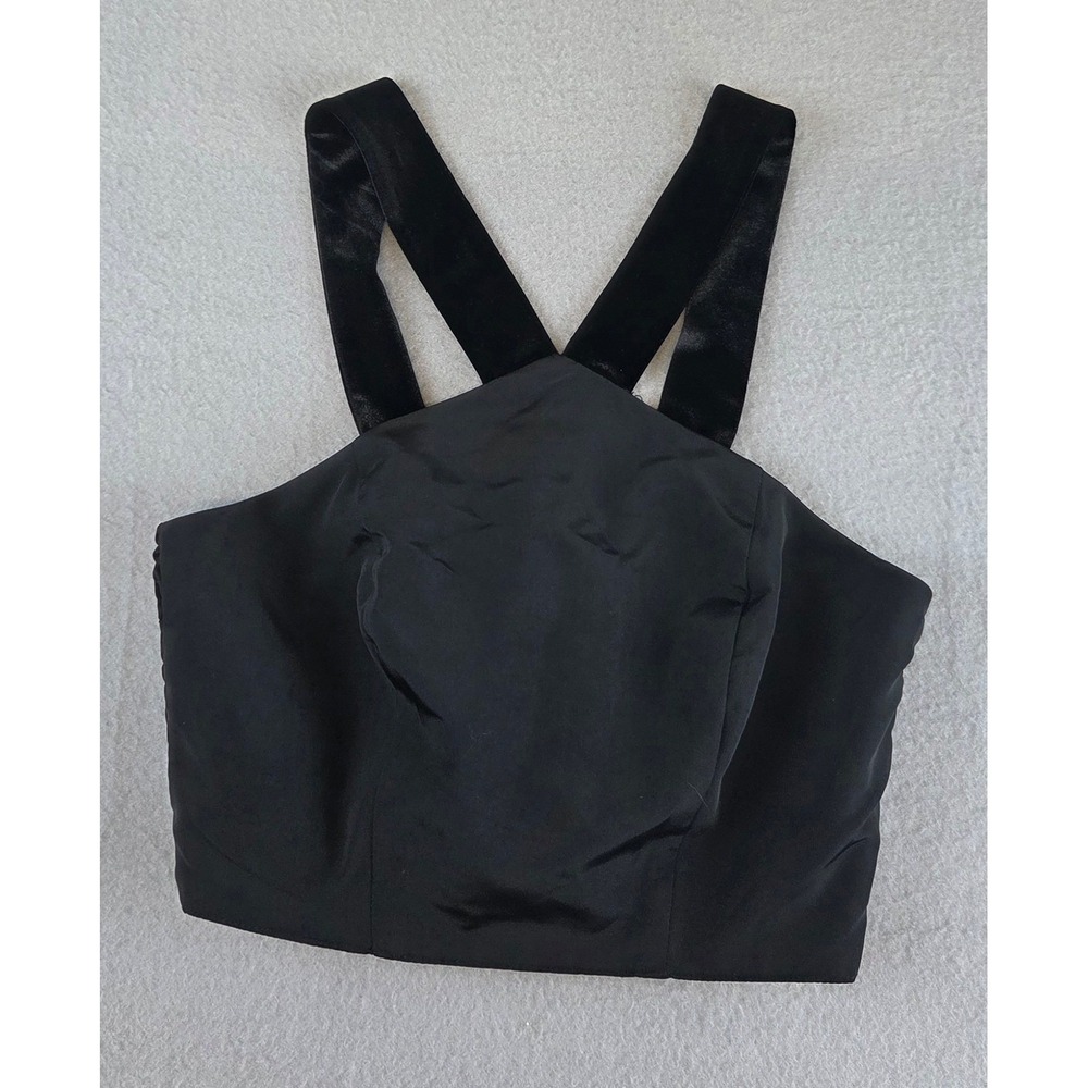 NWT Old Navy The Occasion‎ Women's XS Black Velvet Bow Smocked Satin Crop Top